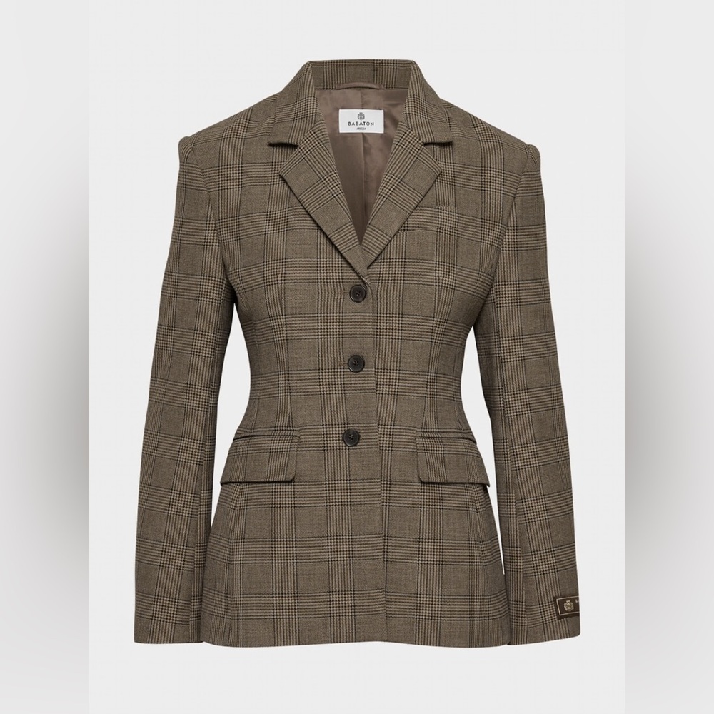 Babaton Standout Blazer NWT Tyson Brown Check Plaid. Size 4.